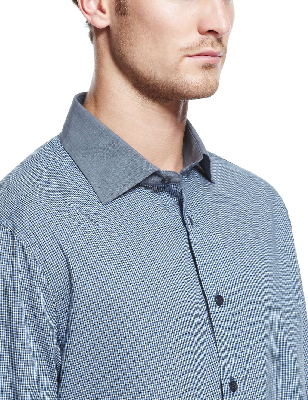 Pure Cotton Mini Checked Slim Fit Shirt 5 of 6