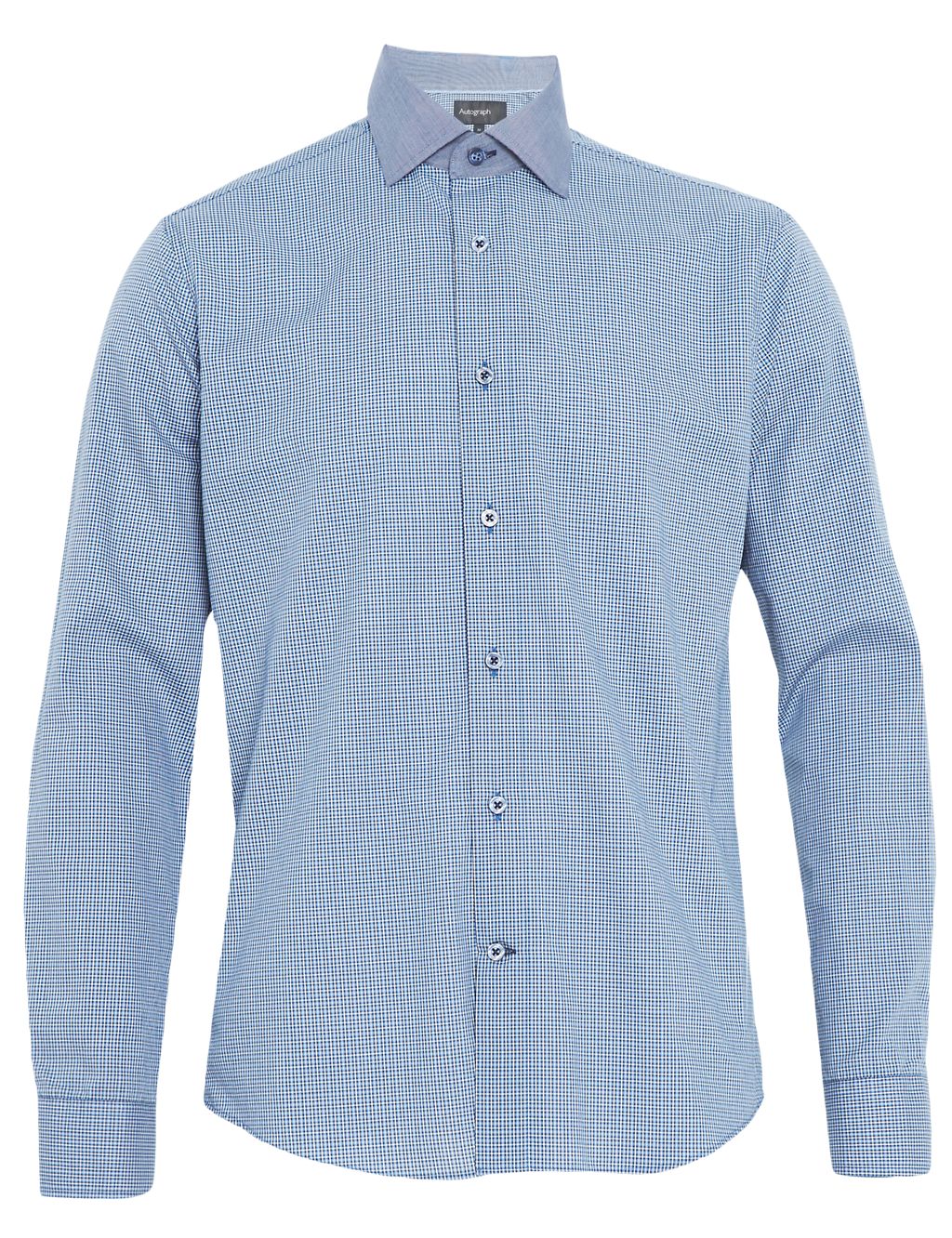 Pure Cotton Mini Checked Slim Fit Shirt 1 of 6