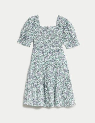Pure Cotton Mini Me Floral Tiered Dress (2-8 Yrs) Image 2 of 5