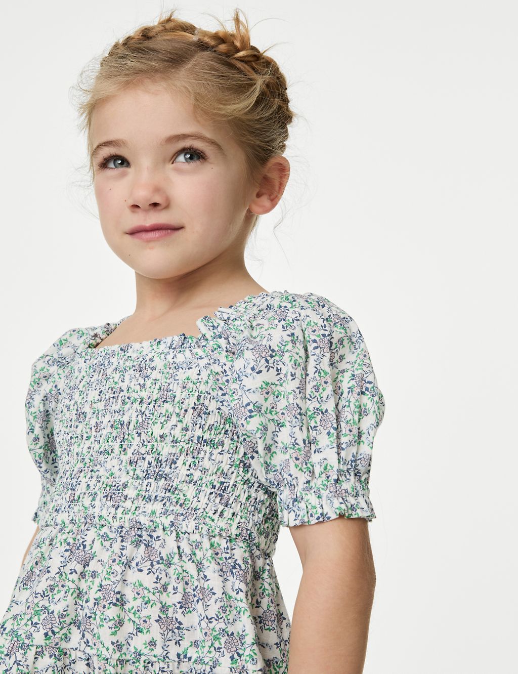 Pure Cotton Mini Me Floral Tiered Dress (2-8 Yrs) 4 of 5