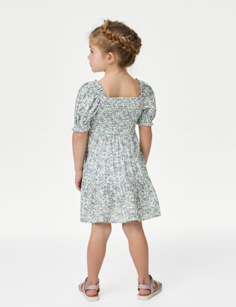 Pure Cotton Mini Me Floral Tiered Dress (2-8 Yrs) 5 of 5