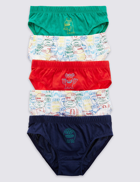 Pure Cotton Monster Brief Knickers (1-7 Years) Image 1 of 2