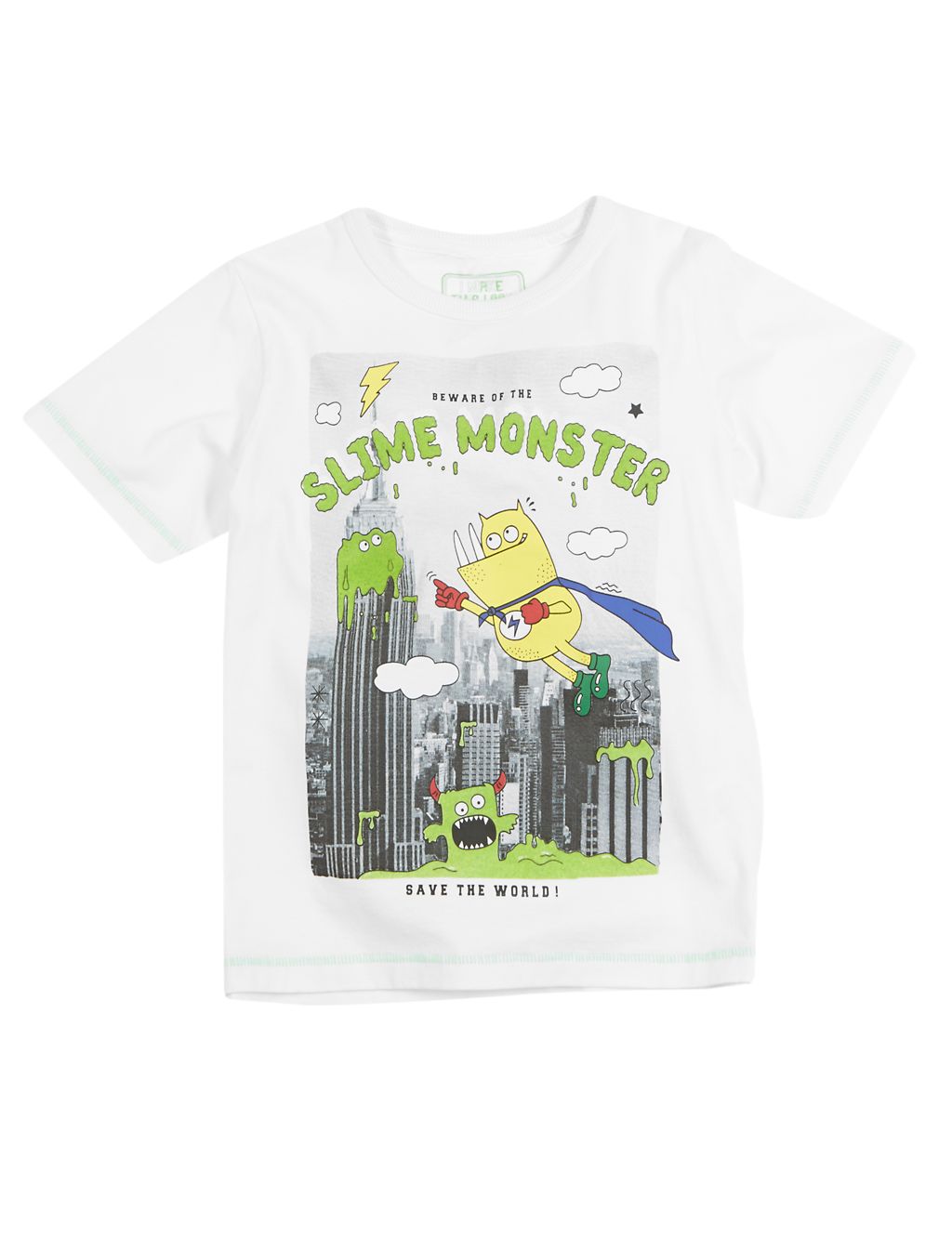 Pure Cotton Monster City Print T-Shirt (1-7 Years) 1 of 3