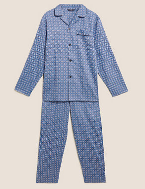 Pure Cotton Mosaic Print Pyjama Set Image 2 of 4