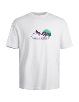 Pure Cotton Mountain Print T-Shirt (8-16 Yrs) Image 2 of 7