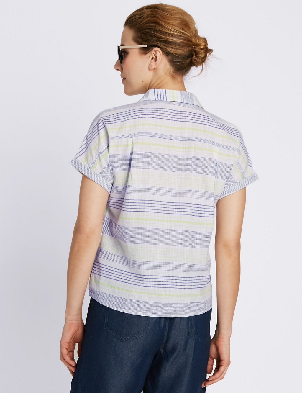 Pure Cotton Multi Striped Boxy Shirt 2 of 3