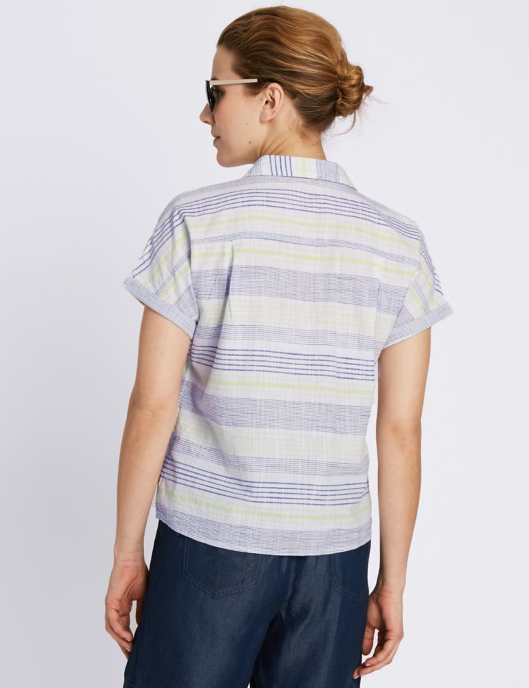 Pure Cotton Multi Striped Boxy Shirt 3 of 3