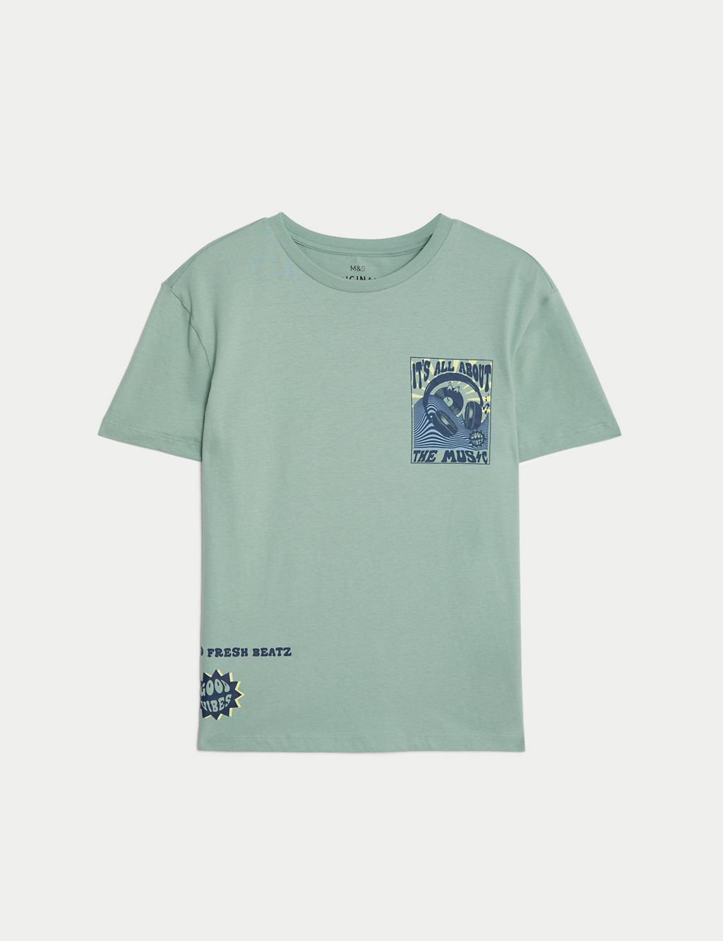 Pure Cotton Music Graphic T-Shirt (6-16 Yrs) 1 of 2