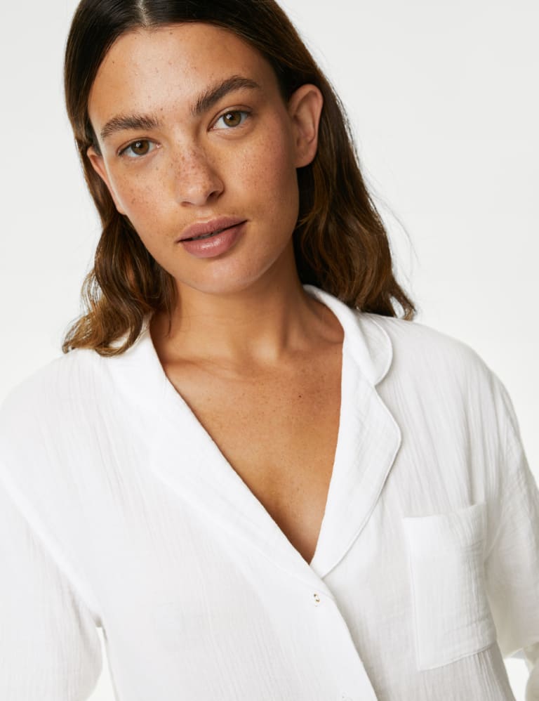 Pure Cotton Muslin Revere Nightshirt