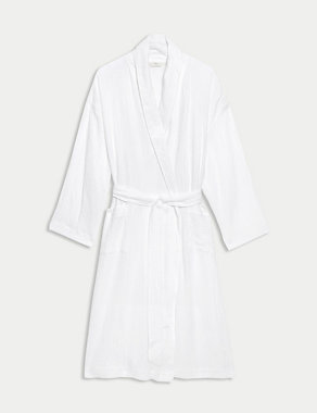 Pure Cotton Muslin Textured Dressing Gown Image 2 of 6