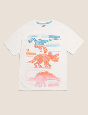 Pure Cotton NHM™ Dinosaur T-Shirt (6-16 Yrs) Image 2 of 6