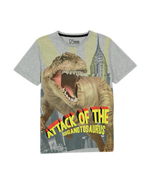 Pure Cotton Natural History Museum Attack of the Dinosaur T-Shirt (5-14 Years) Image 2 of 3