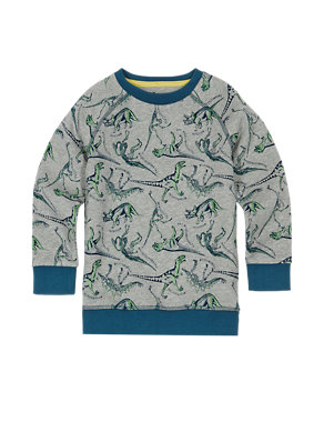 Pure Cotton Natural History Museum Dinosaur Sweatshirt (2-8 Years) Image 2 of 3
