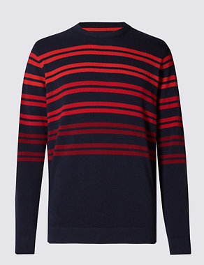Pure Cotton Nautical Striped Jumper Image 2 of 3