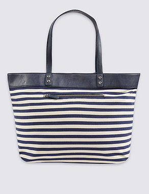 Pure Cotton Nautical Striped Shopper Bag Image 2 of 5