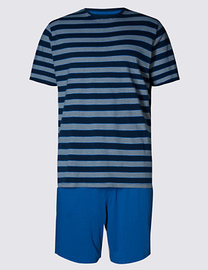 Pure Cotton Nautical Striped Top and Shorts Image 2 of 4