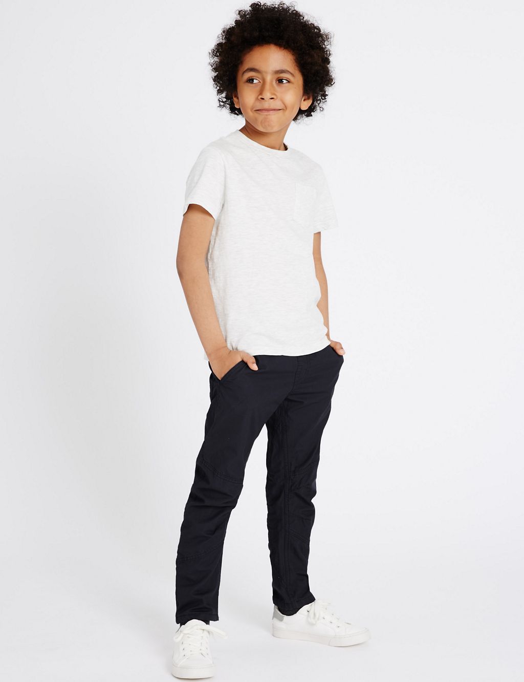 Pure Cotton Navy Trousers (5-14 Years) 3 of 6
