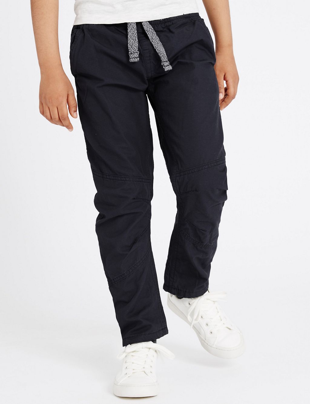 Pure Cotton Navy Trousers (5-14 Years) 2 of 6