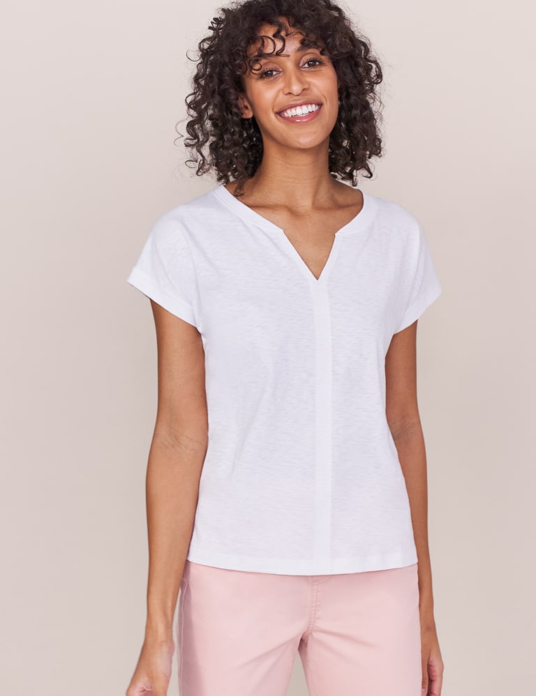 Pure Cotton Notch Neck T Shirt White Stuff M S
