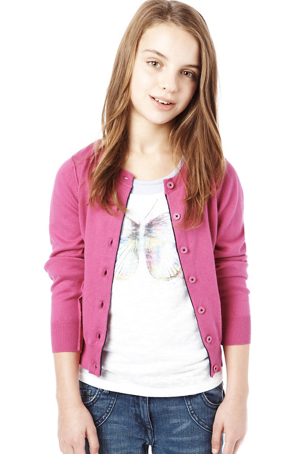 Pure Cotton Oblong Style Cardigan with Stay New™ Image 1 of 1