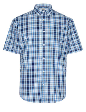Pure Cotton Ombre Checked Shirt Image 2 of 3