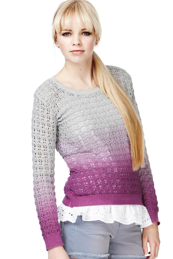Pure Cotton Ombre Knitted Jumper Image 1 of 1