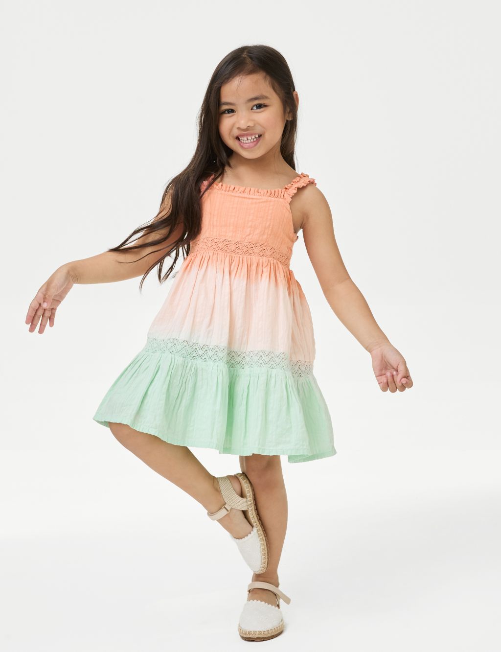 Pure Cotton Ombre Tiered Dress (2-8 Yrs) 3 of 4