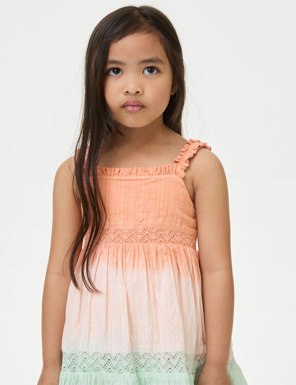 Pure Cotton Ombre Tiered Dress (2-8 Yrs) 2 of 4