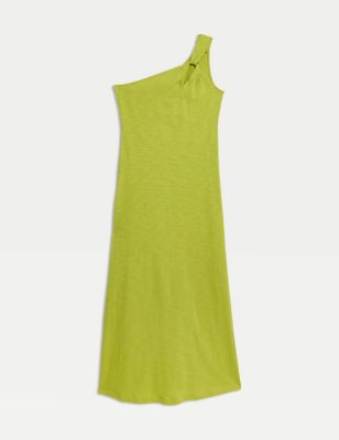 Pure Cotton One Shoulder Midi Relaxed Dress Image 2 of 5
