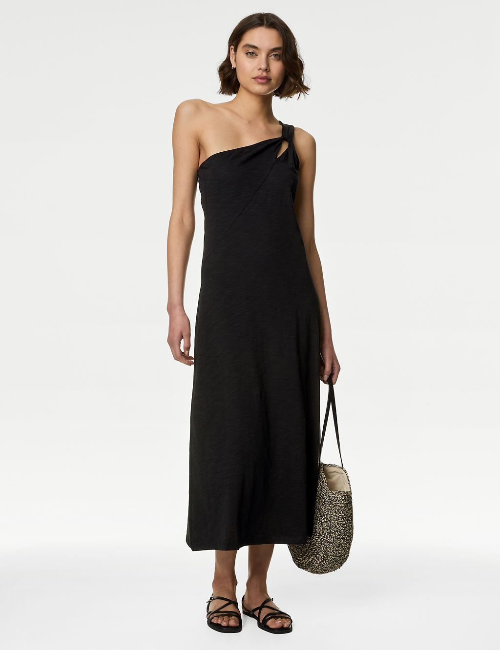 Pure Cotton One Shoulder Midi Relaxed Dress 2 of 4