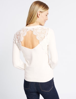 Lace hot sale back sweater