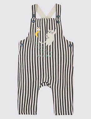 Pure Cotton Owl & Cat Dungarees Image 2 of 4