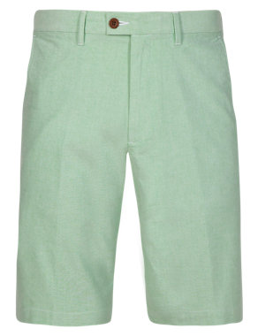 Pure Cotton Oxford Weave Shorts with Adjustable Waist Image 2 of 3
