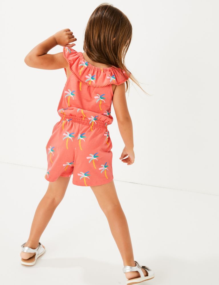 Pure Cotton Palm Print Playsuit (2-7 Yrs) 4 of 4