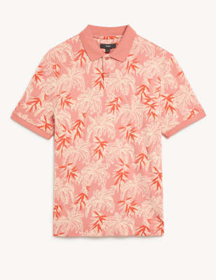 Pure Cotton Palm Print Polo Shirt | M&S Collection | M&S