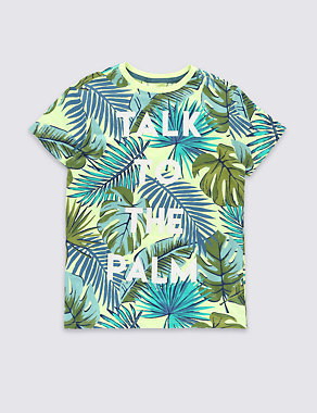 Pure Cotton Palm Print T-Shirt (5-14 Years) Image 2 of 3