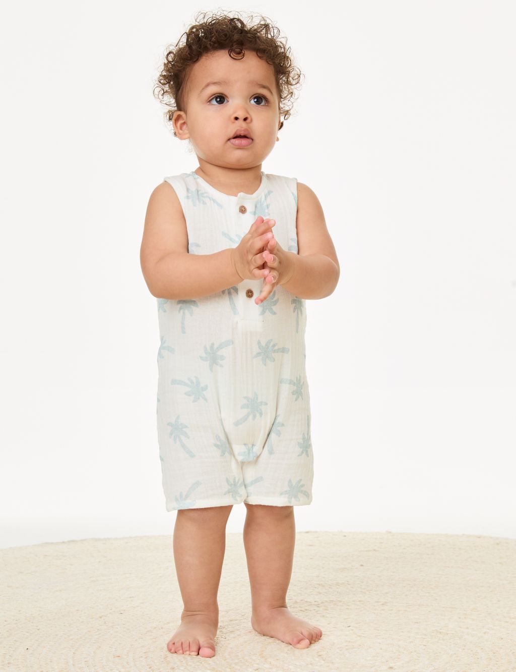 Pure Cotton Palm Tree Romper (0-3 Yrs) 3 of 5