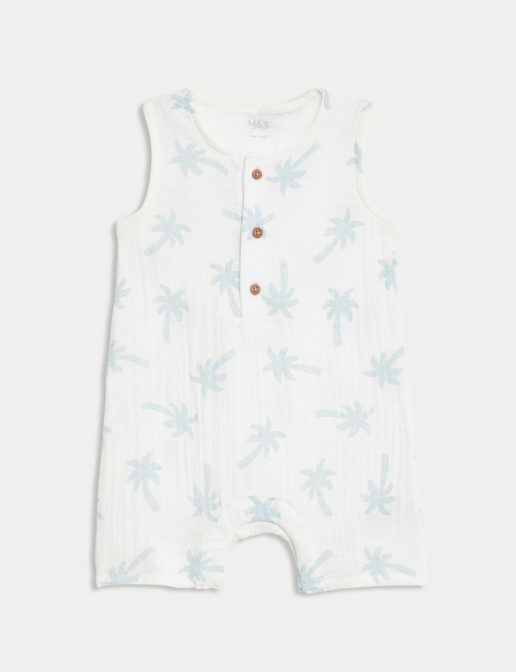 Pure Cotton Palm Tree Romper (0-3 Yrs) 1 of 5