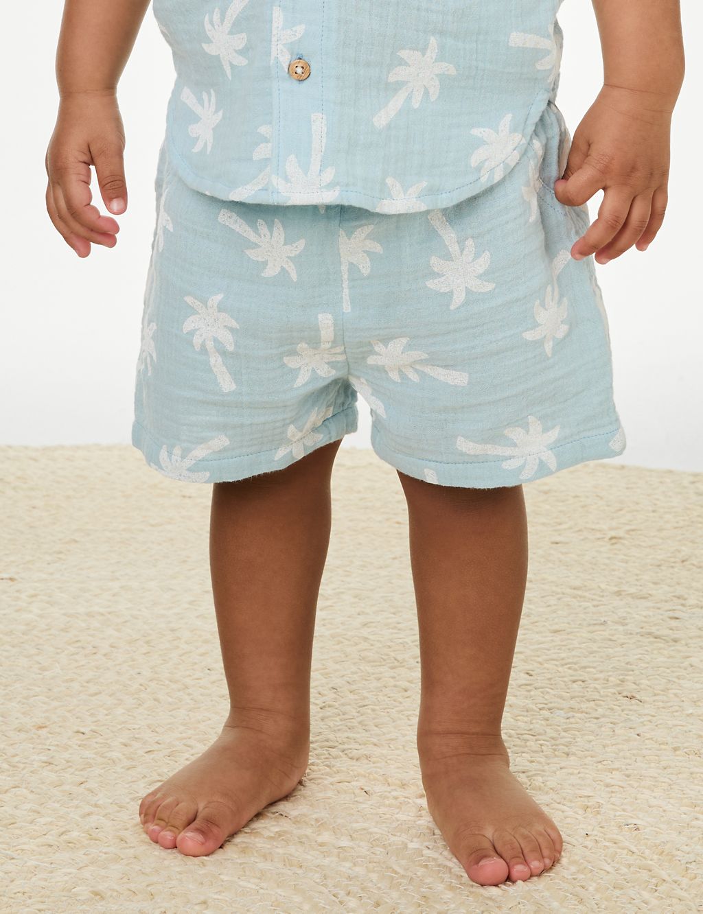 Pure Cotton Palm Tree Shorts (0-3 Yrs) 5 of 5