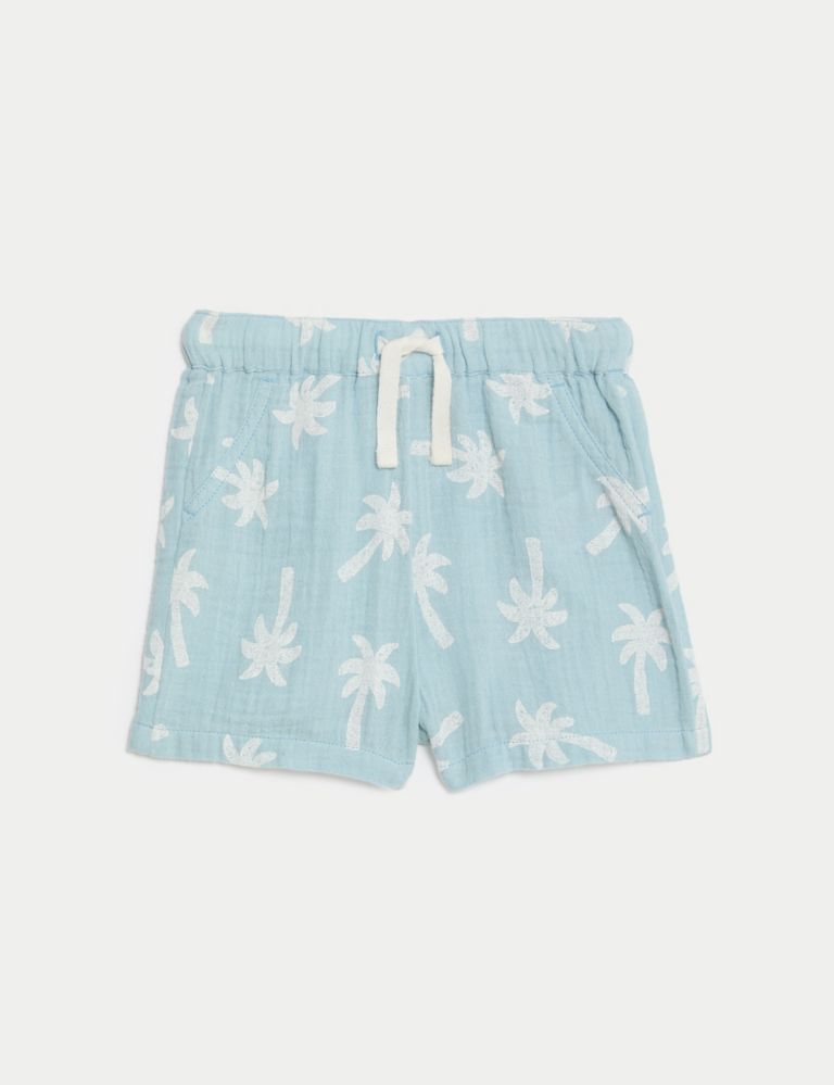 Pure Cotton Palm Tree Shorts (0-3 Yrs) 2 of 5