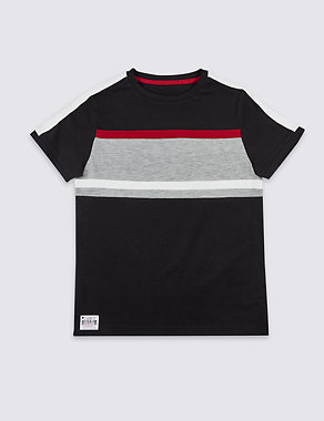 Pure Cotton Panel T-Shirt (3-14 Years) Image 2 of 4