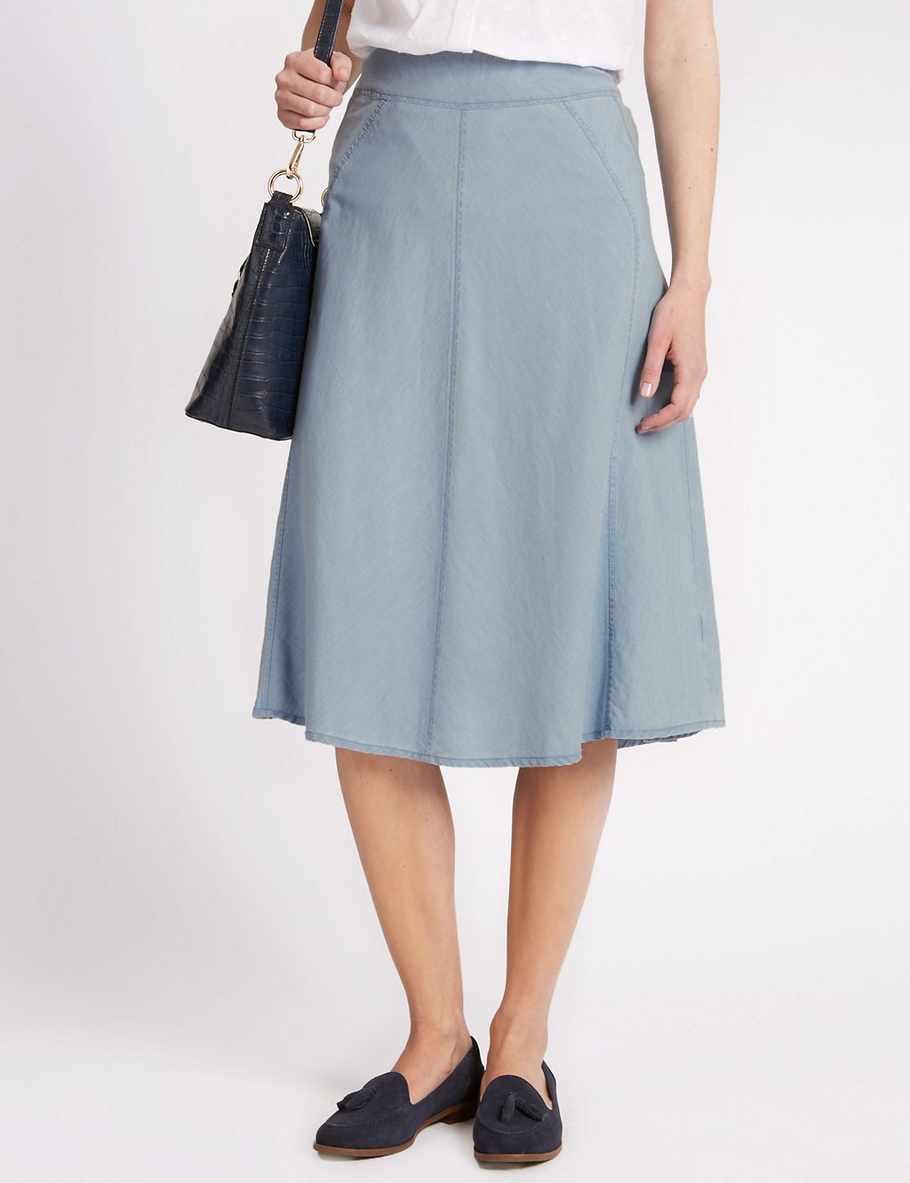Pure Cotton Panelled A-Line Skirt 3 of 3