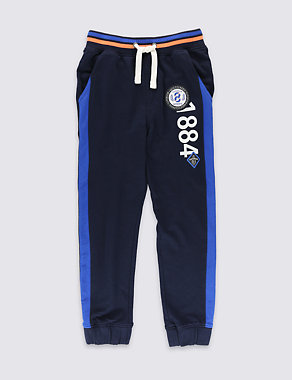 Pure Cotton Panelled Joggers (5-14 Years) Image 2 of 3