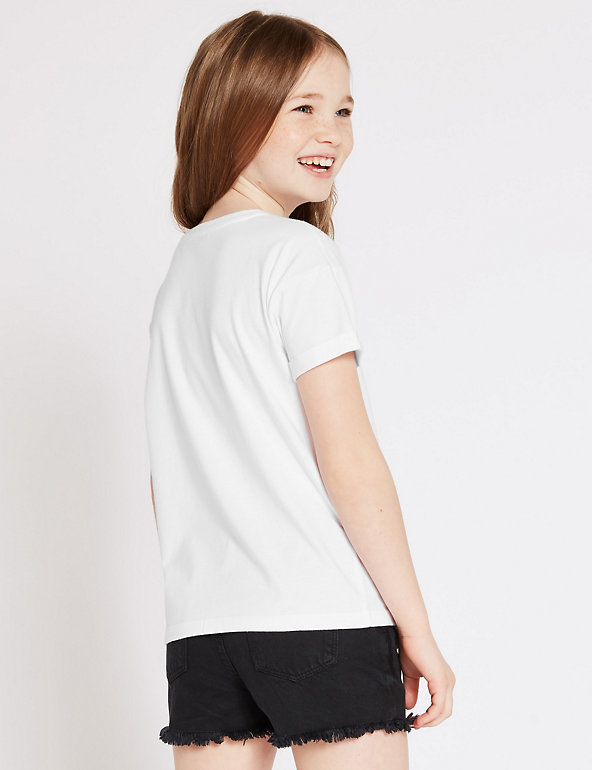 Marks and Spencer m&s filles blanc tee t shirt cherche Paradise Âge 5-6 Ans 