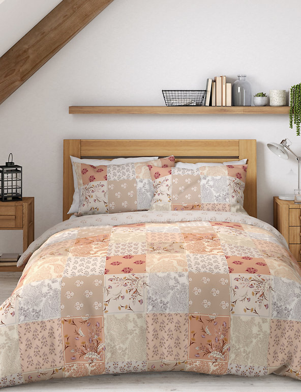 Pure Cotton Patchwork Print Bedding Set, Duvet Cover And Quilt