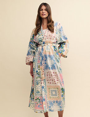 Pure Cotton Patchwork Print Dressing Gown Image 2 of 9