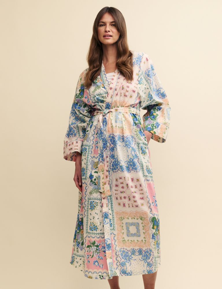 Pure Cotton Patchwork Print Dressing Gown 2 of 9