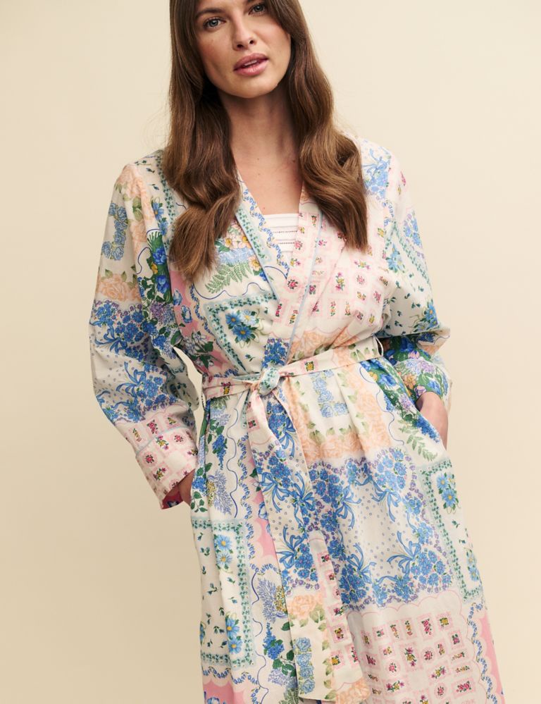 Pure Cotton Patchwork Print Dressing Gown 4 of 9