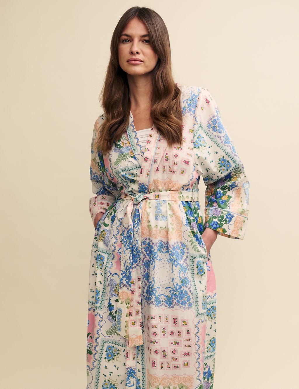 Pure Cotton Patchwork Print Dressing Gown 8 of 9