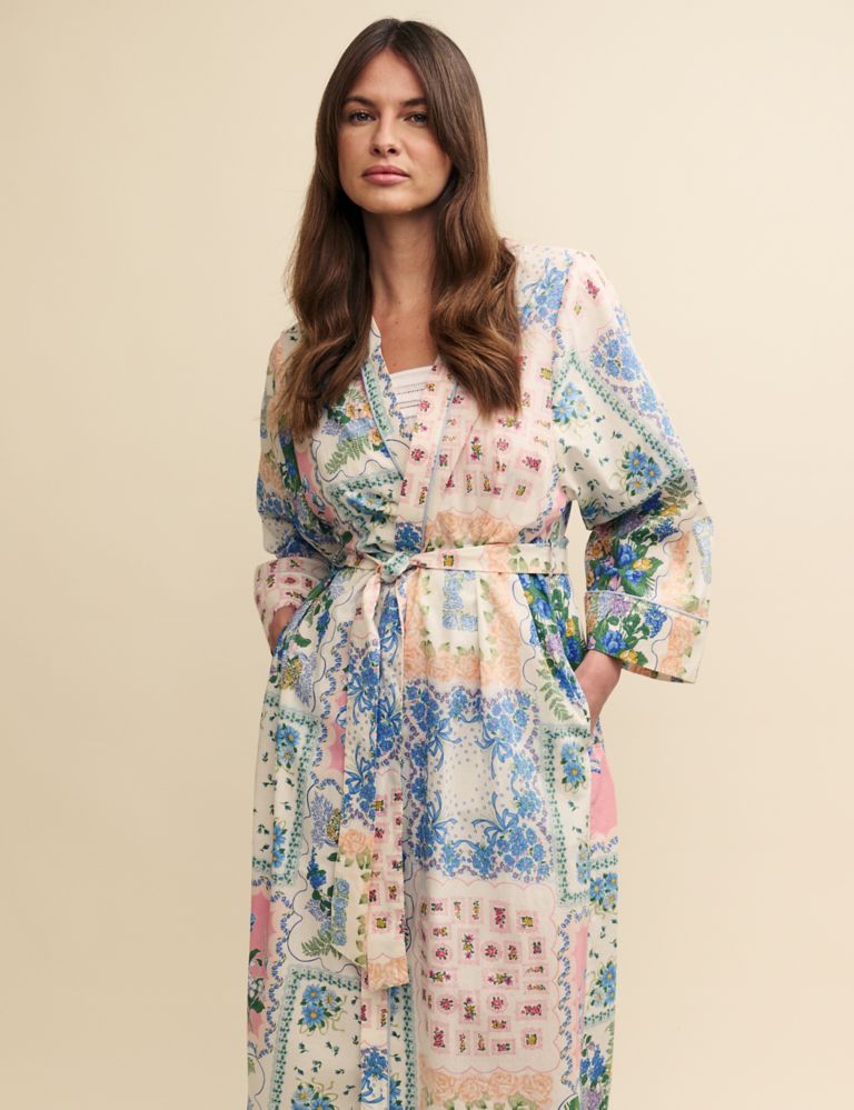 Pure Cotton Patchwork Print Dressing Gown 5 of 9